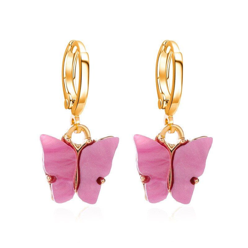 Modyle 2020 New Bohemian Candy Color Acrylic Butterfly Pendant Necklaces For Women Trendy Beads Chain Clavicle Fashion Jewelry