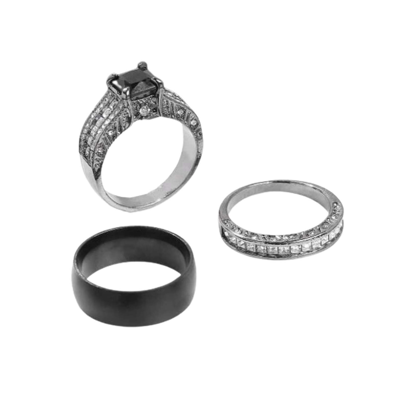 Engagement Rings Smooth Surface Square Inlaid Cubic Zirconia Wedding Bands