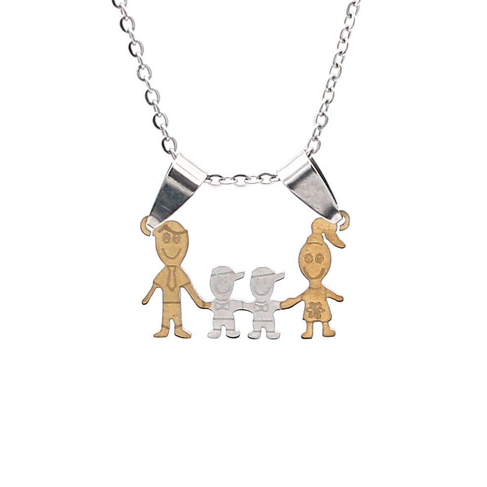 Overall stainless steel Necklace Mama Family Necklaces Jewelry Silver Color Love Boy Girl Pendant Choker Necklace Women Gift