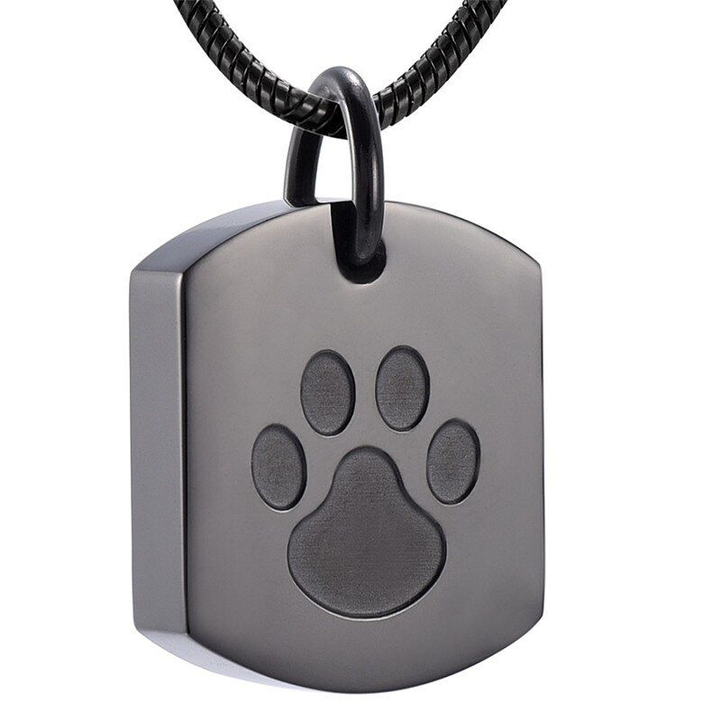 K8003 High Grade Stainless Steel Paw Print Pet Memorial Urn Pendant Necklace for Dog Cat Ashes Keepsake Cremation Jewelry