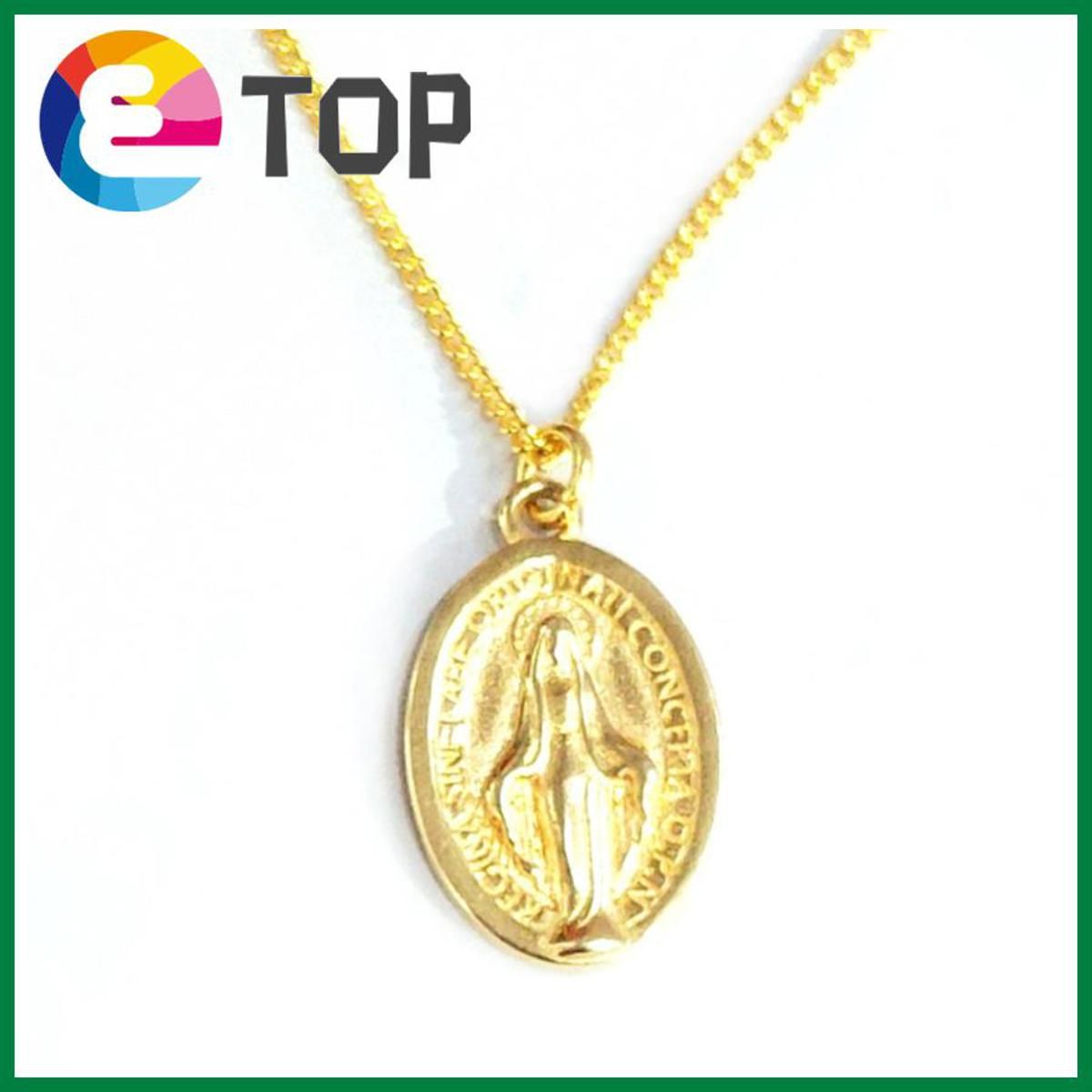 European And American Exaggerated Necklace Virgin Mary Portrait Necklace Korean Gold-Plated Double-Sided Collarbone Necklace