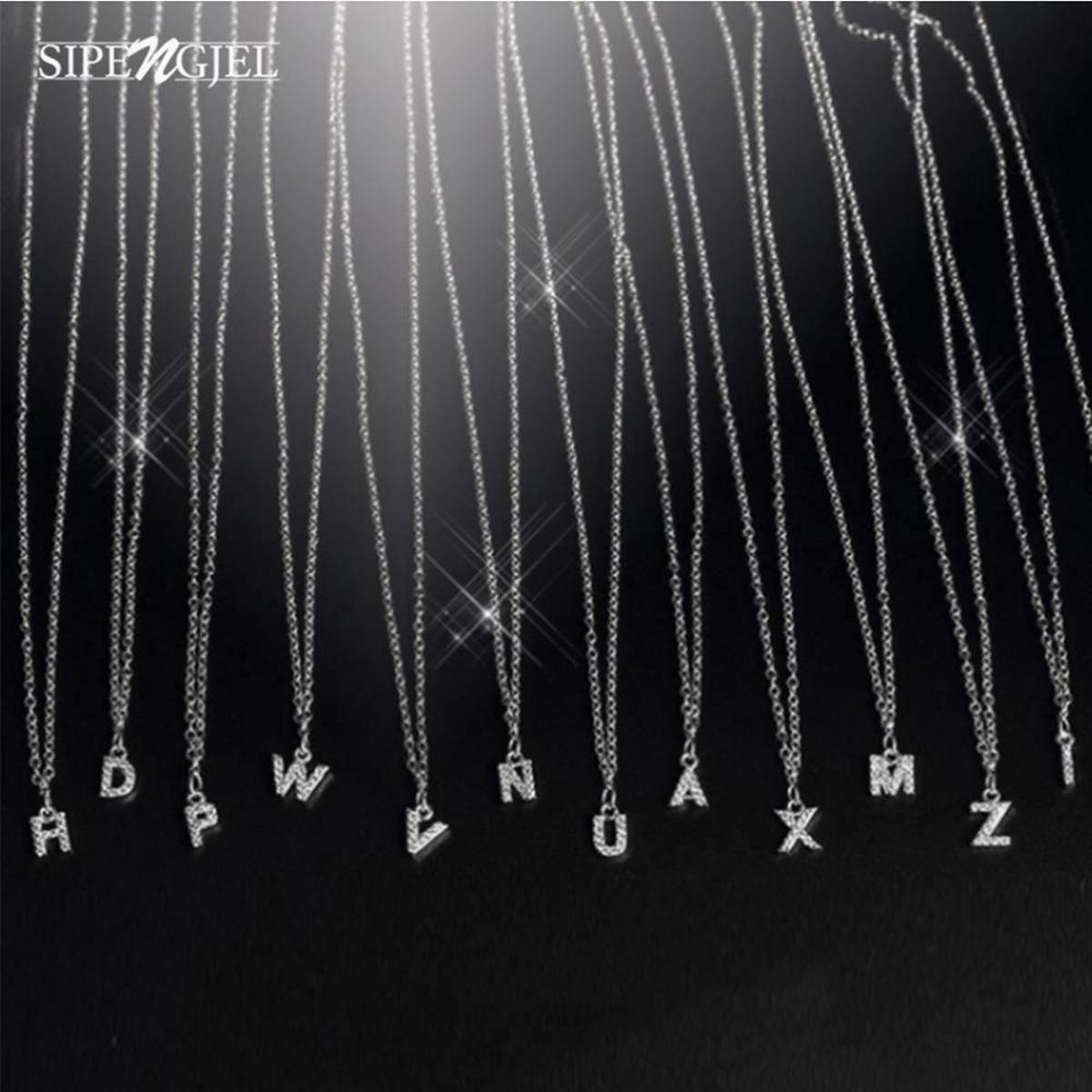 trendy cubic zirconia letter necklace for women