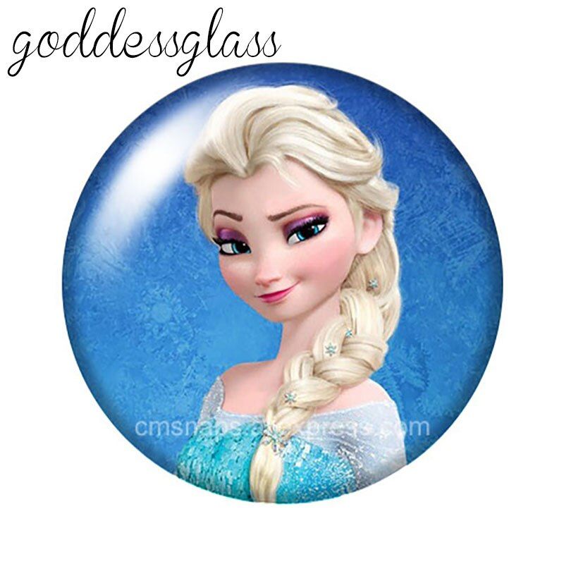 Disney Princess Elsa Anna Olaf Girls 10pcs 12mm/18mm/20mm/25mm Round photo glass cabochon flat back Necklace Making findings