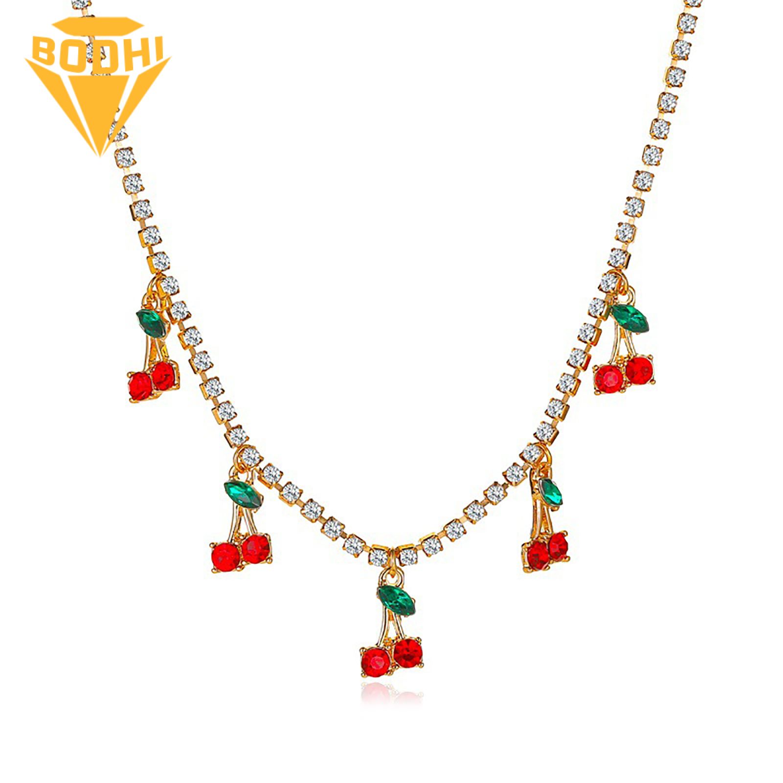 Elegant Adjustable Cherry Pendant Sweet Choker Chain Clavicle Necklace Jewelry Accessory