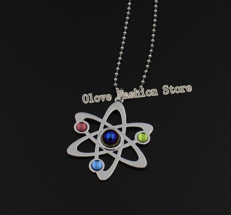 The Bigbang Theory Atome Necklace,Neutron Design Elements Science Jewelry Atomic Symbol Pendant with Ball Chain