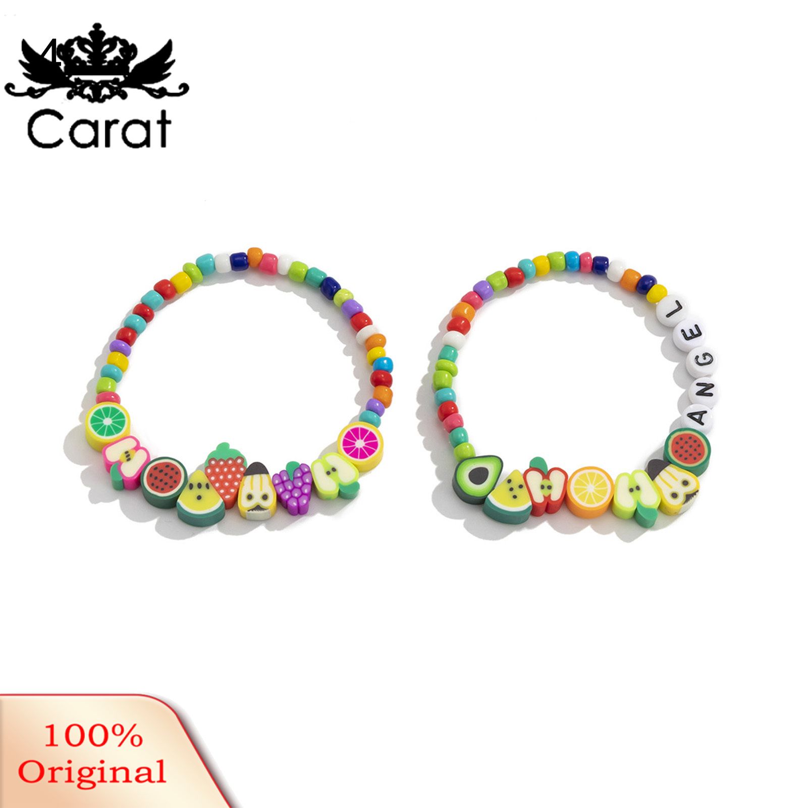 1/2/3/6/8Pcs Women Colorful Beads Bracelet Non-drop Lightweight Lovely Fruits Exquisite Beaded Bracelet for Gifts