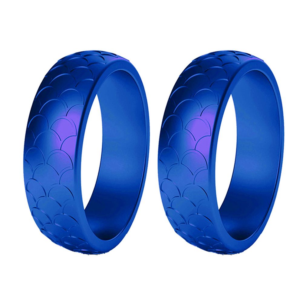 2Pcs Women Fish-scale Pattern Birthday Silicone Ring Wedding Band Accessory Gift