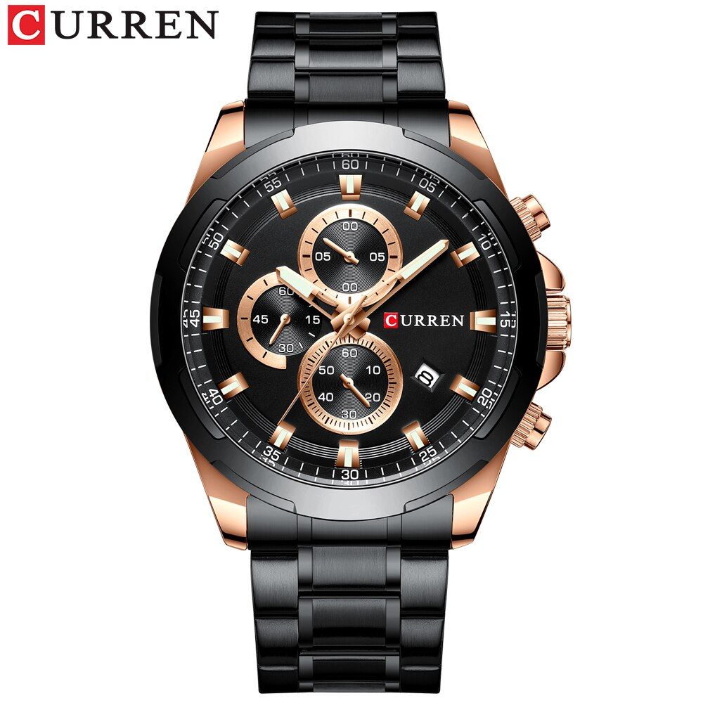 CURREN 8354 Watches Men Top Brand Luxury Sport Wristwatch Auto Date Quartz Male Clock Stainless Steel Band Waterproof Hombre【With Box】