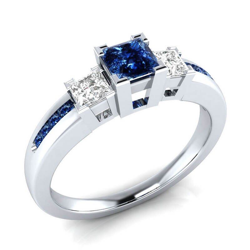 Jellystory Classic Women Ring 925 Silver with Sapphire Emerald Amethyst Gemstone Jewelry Wedding Party Gifts size 6-10 wholesale
