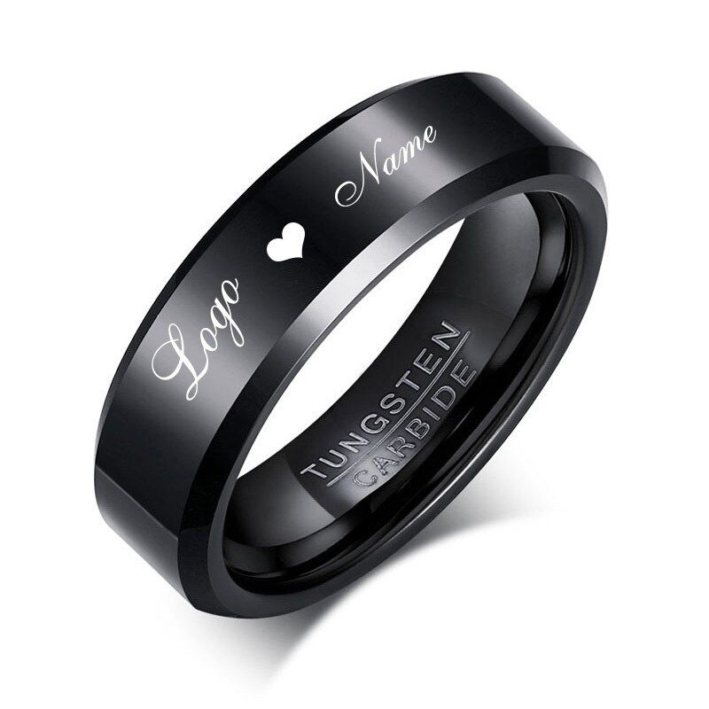 Tigrade Tungsten Ring For Men Women Polished Unique  Engraving Write Ring for Wedding band Gift for Lover Friend Mom Dad