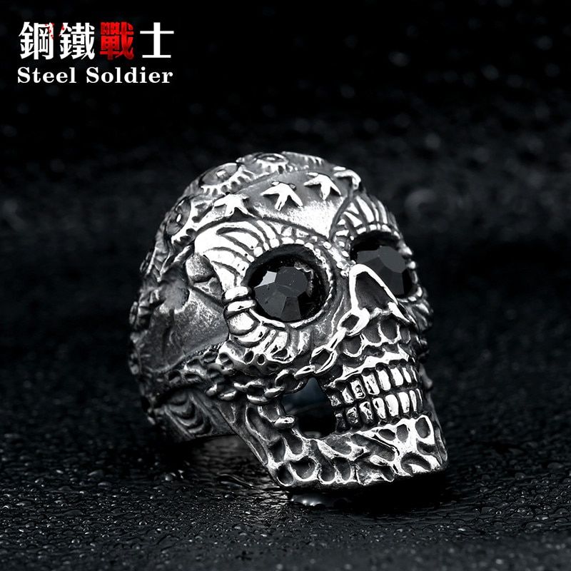 Steel soldier arrival stainless steel men punk skull jewelry vintage high quality men skull ring