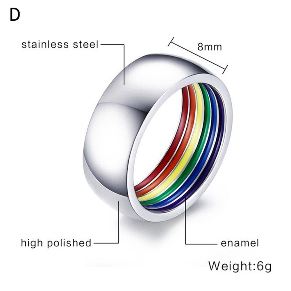 Mens Womens Rainbow Colorful Ring Stainless Steel Wedding Band Lebian & Gay Rings Jewelry For Women Drop Shipping&Wholesale