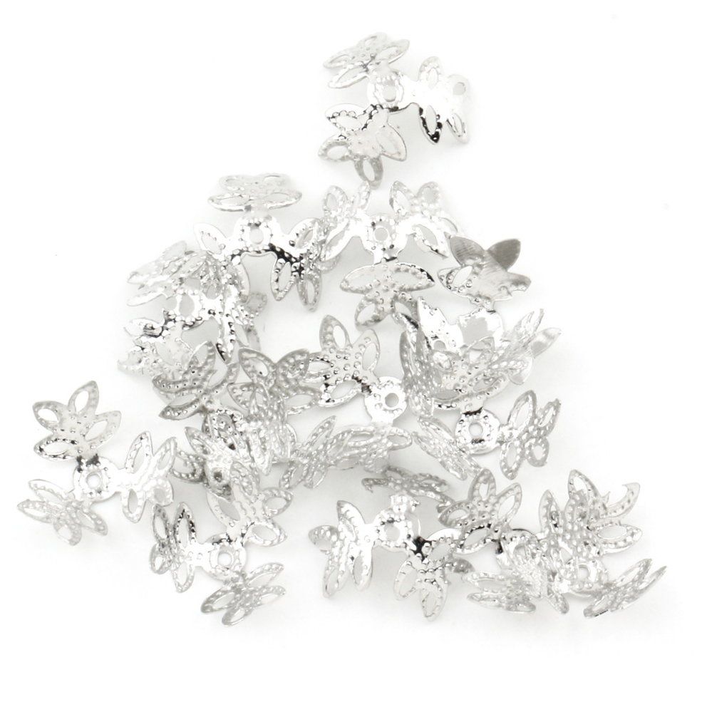 14mm Metal embossed bottom bracket leaf for adorning DIY bead Jewelry craft