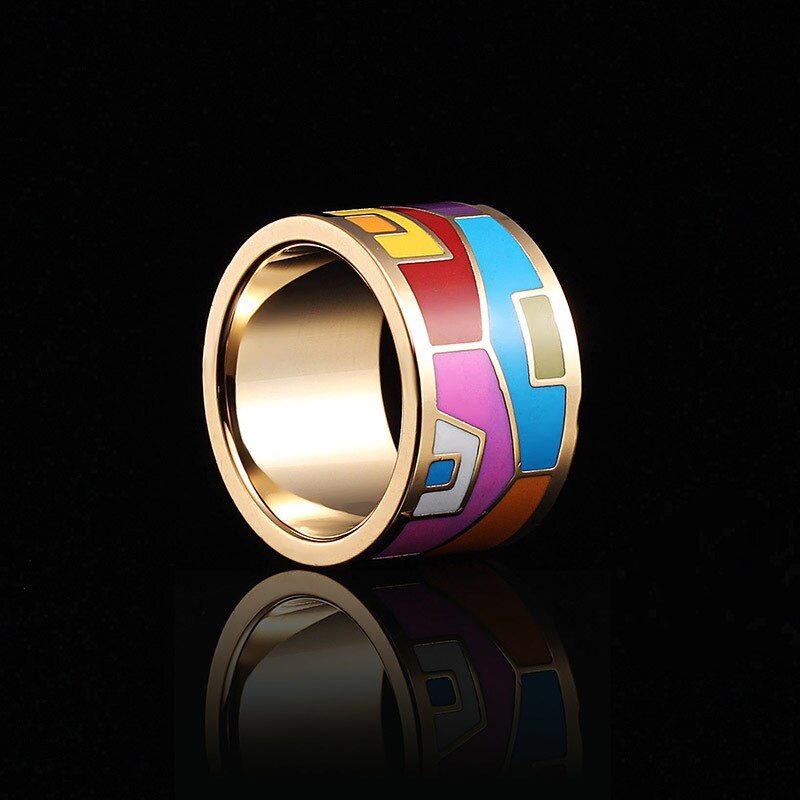 2018 RX Brand New Exotic Emotional Appeal The European And American Creative Chain.scarves Buckle High-grade Enamel Color Ring