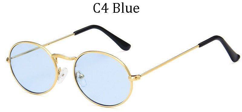 7046 C42020 Retro small oval vintage women's sunglasses brand tones red metal color sunglasses for women's fashion designer lunette