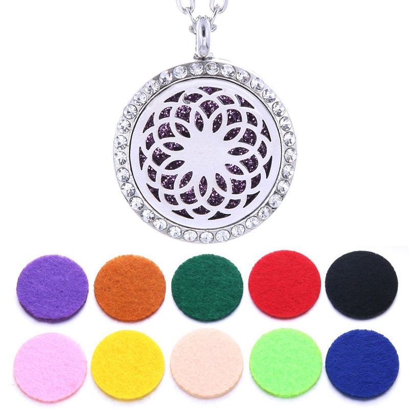 Aromatherapy Diffuser Necklace Jewelry Round Stainless Steel Magnetic Perfume Locket Pendant Essential Oil Locket Necklace