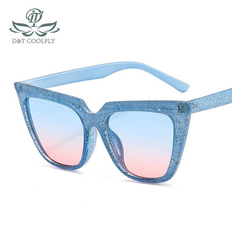 blueD&T 2020 Cat Eye Sunglasses Women Men Fashion Luxury Vintage Cateye Color Lens PC Frame Party Black Sunglasses UV400