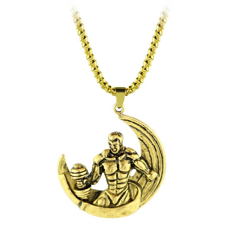 2019 Hot Weightlifting Pendant Fitness Necklace Bodybuilding Gym 3 Color Barbell Necklace Fitness Jewelry Wholesale