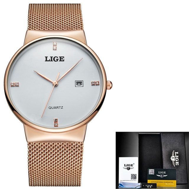 LIGE Men s Watches New luxury brand watch men Fashion sports quartz watch stainless steel mesh