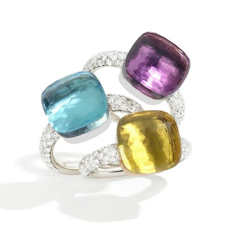 Baoyocn  23 Kinds Colorful Candy Faceted Square Crystal Nudo Ring 3 Gold Color Micro Zircon Stones for Women Jewelry