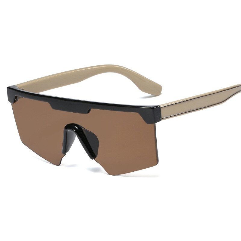 C6 brown45990 Personality Oversized One Lens Square Men Women Sunglasses Outdoor Shade Driving Sun Glasses UV400