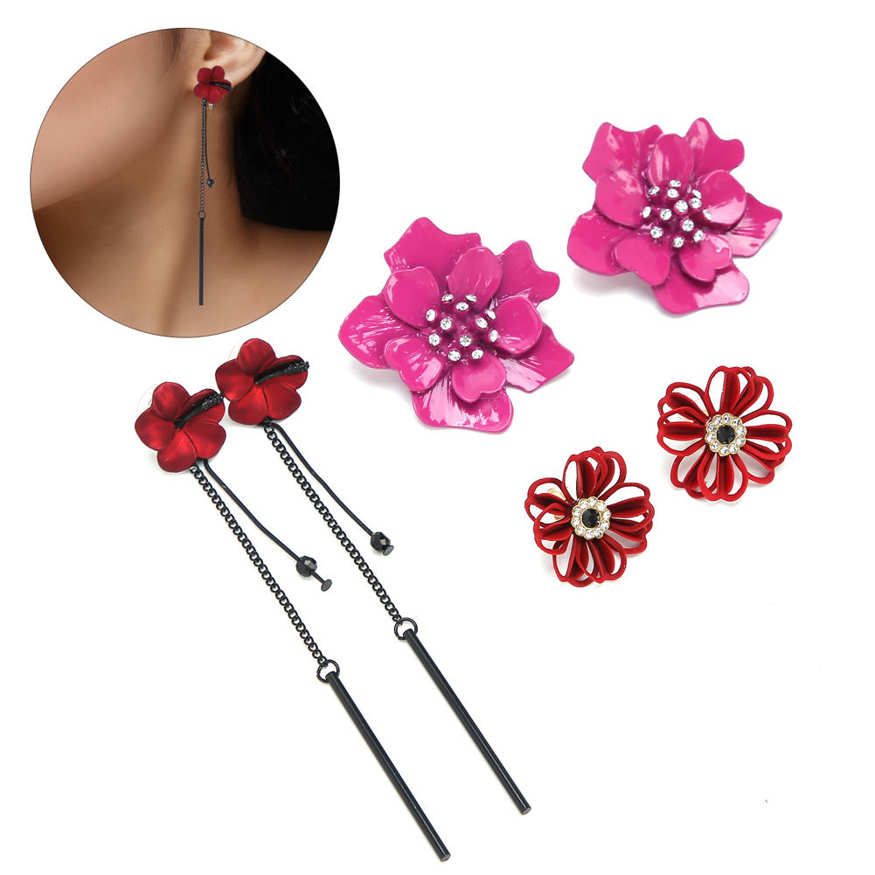 Flower Earrings Set Alloy Elegant Stud Fashionable Eardrop Jewellery for Women(null)