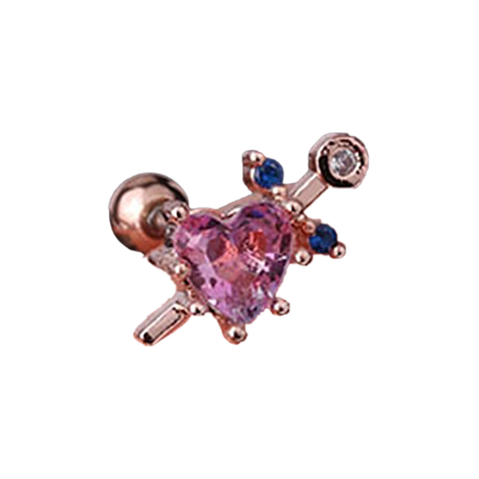 Ear Stud Piercing Pink art Rhinestone Stud Earg