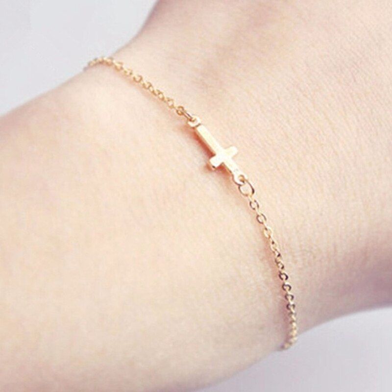 Classic Fashion Simple Charm Cross Chain Bracelet Delicated All Match Chain Bracelet Jewelry Drop Shipping