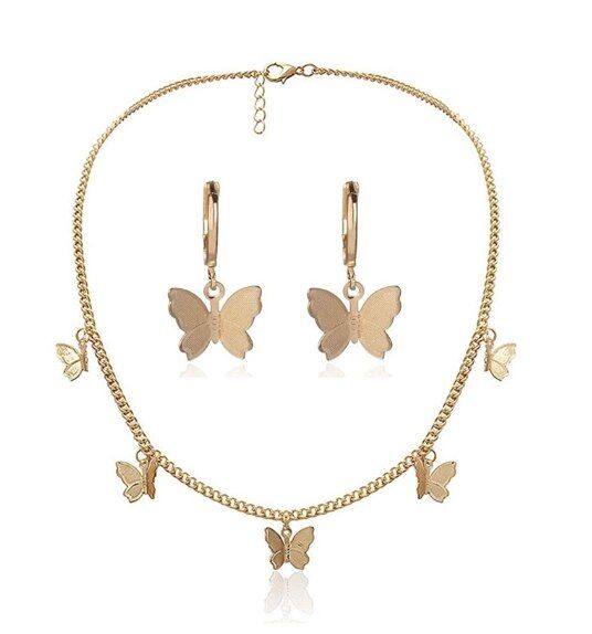 Butterfly Suit Bohemian Butterfly Necklace Choker Necklace for Women Silver Color Clavicle Female Chocker Jewelry