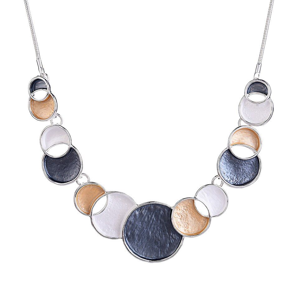 Cring Coco Charm Circle Geometric Necklaces for Women Colorful Enamel Fashion Weddding Party Jewelry Alloy Chain Choker Necklace