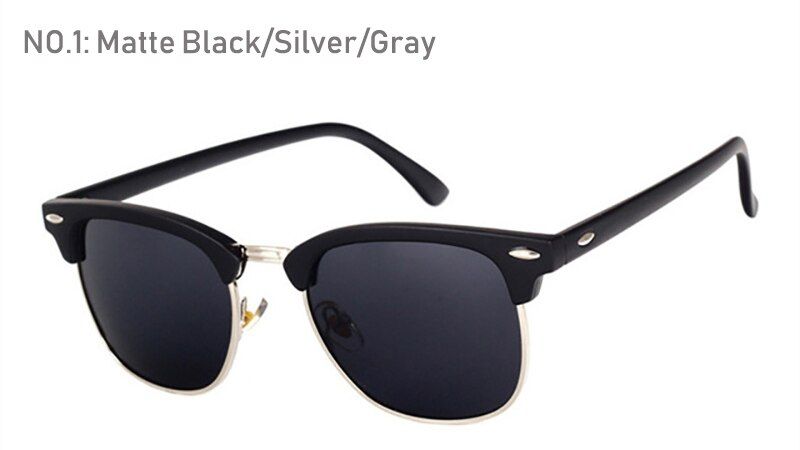 C1 MatteBlack SilverVintage Classic Retro Half Metal Sunglasses Men Women Brand Designer Eye Glasses Mirror Sun Glasses Eyewear Oculos De Sol UV400