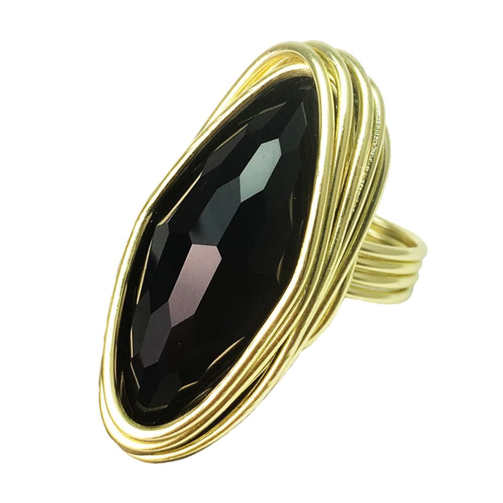 MANILAI Luxury Big Crystal Rings For Women Wedding Jewelry Handmade Metal Wire Statement Finger Rings Party Accessories