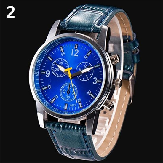 Men's Fashion Faux Leather Strap Round Dial Analog Casual Wrist Watch Xmas Gift