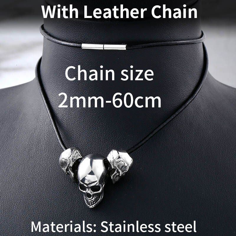 Beier Unique design punk skull high quality biker 316L stainless steel pendant necklace jewelry LLBP8216PX