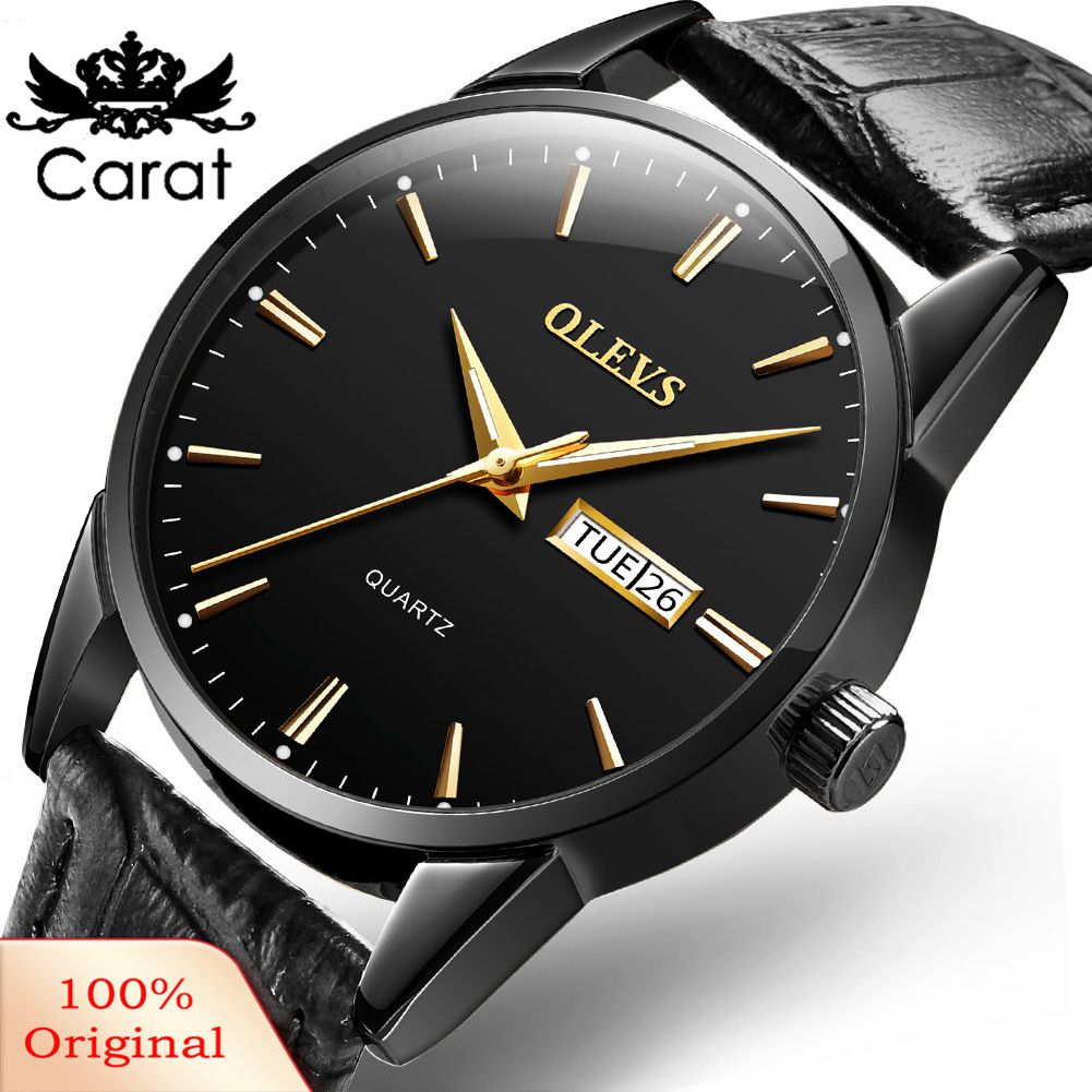 Carat Men Women Fashion Round Dial Waterproof Analog Display Quartz Watch Gift