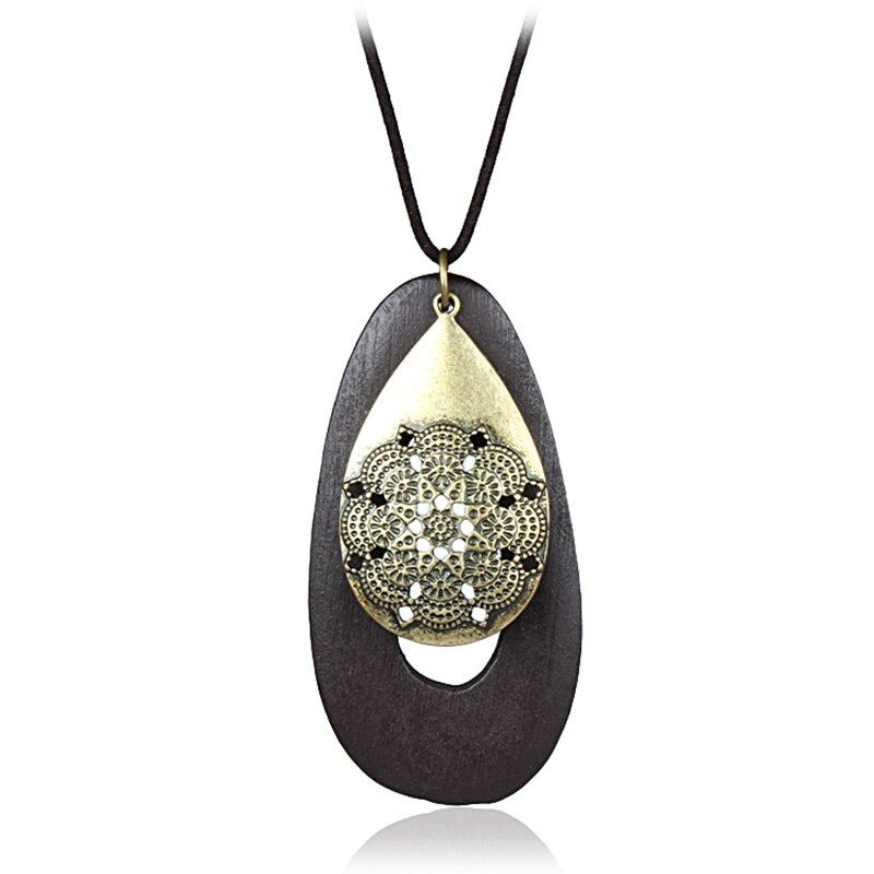 Necklace Women Jewelry Maxi Statement Necklace Vintage Crystal Wooden necklaces & pendants collier colar boho collares for women