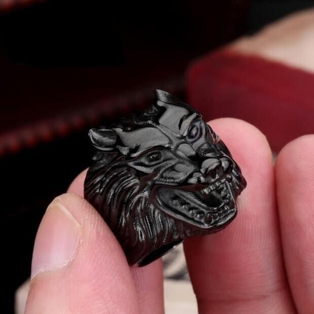 Retro Cool Wolf Head Punk Ring Fashion Personality Gold Black Silver Color wolf Ring for Men Anniversary Gift Christmas Jewelry