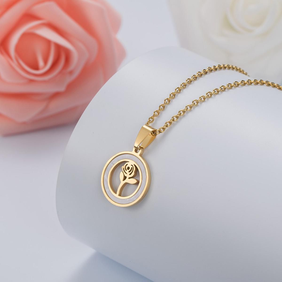 HOBBORN Trendy Women Religious Necklace Jesus Virgin Mary Stainless Steel Chain Shell Pendants & Necklaces Women Jewelry Bijoux