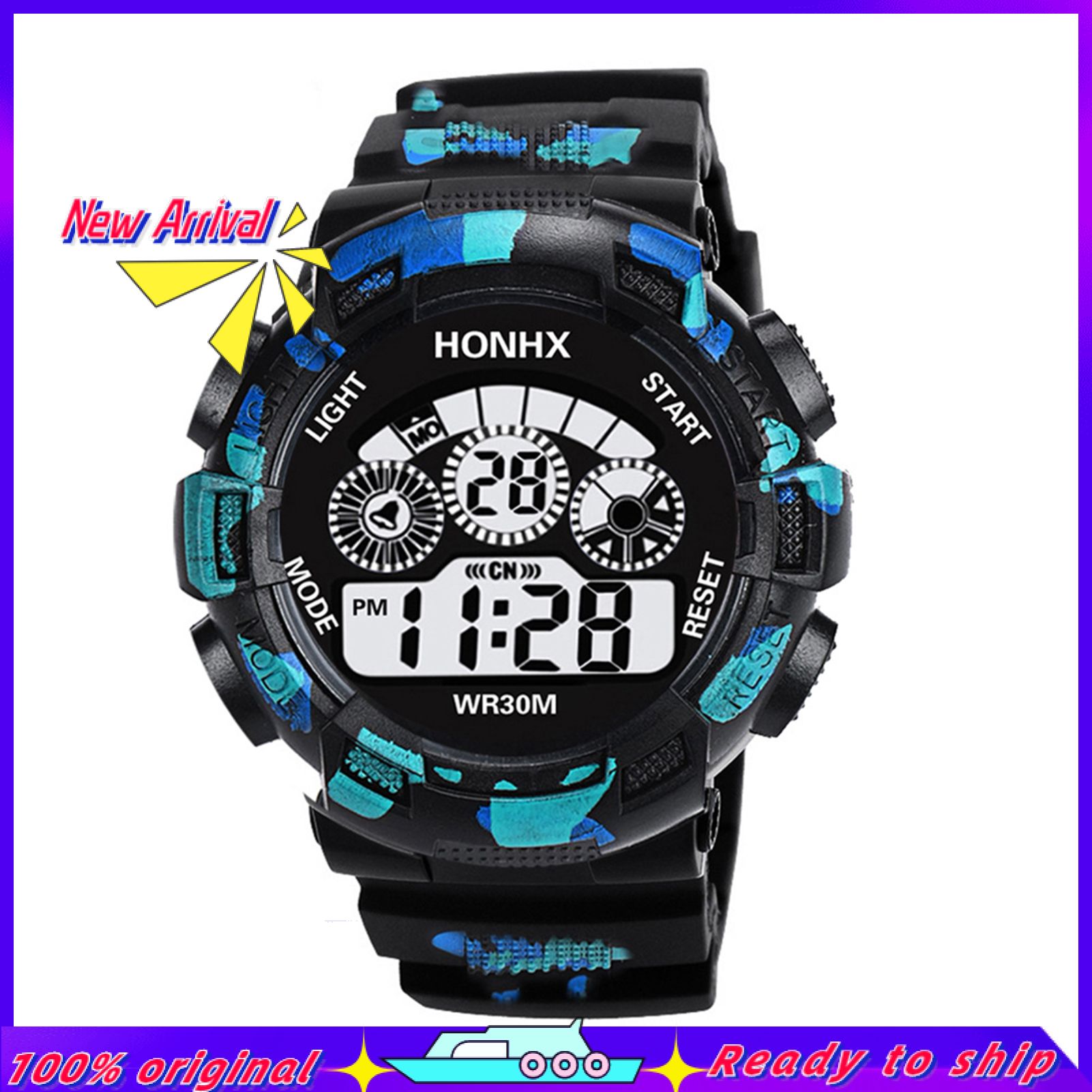 Wristwatch Large Screen Life Waterproof Plastic Case Men Electronic Watch for Sport