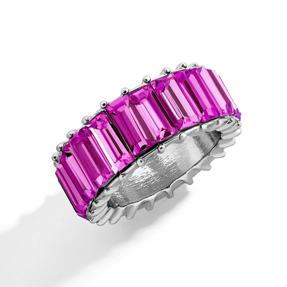Boho Rainbow Crystal white Rings Women Fashion Brilliant Baguette Cubic Zirconia Color Stone Ring Female Wedding Party Jewelry