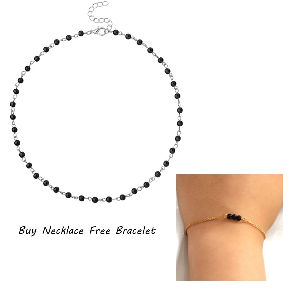 Fashion Jewelry Woman Simple Black White Beads Initial Necklace Handmade Choker Necklace Beads For Jewelry Making XL984