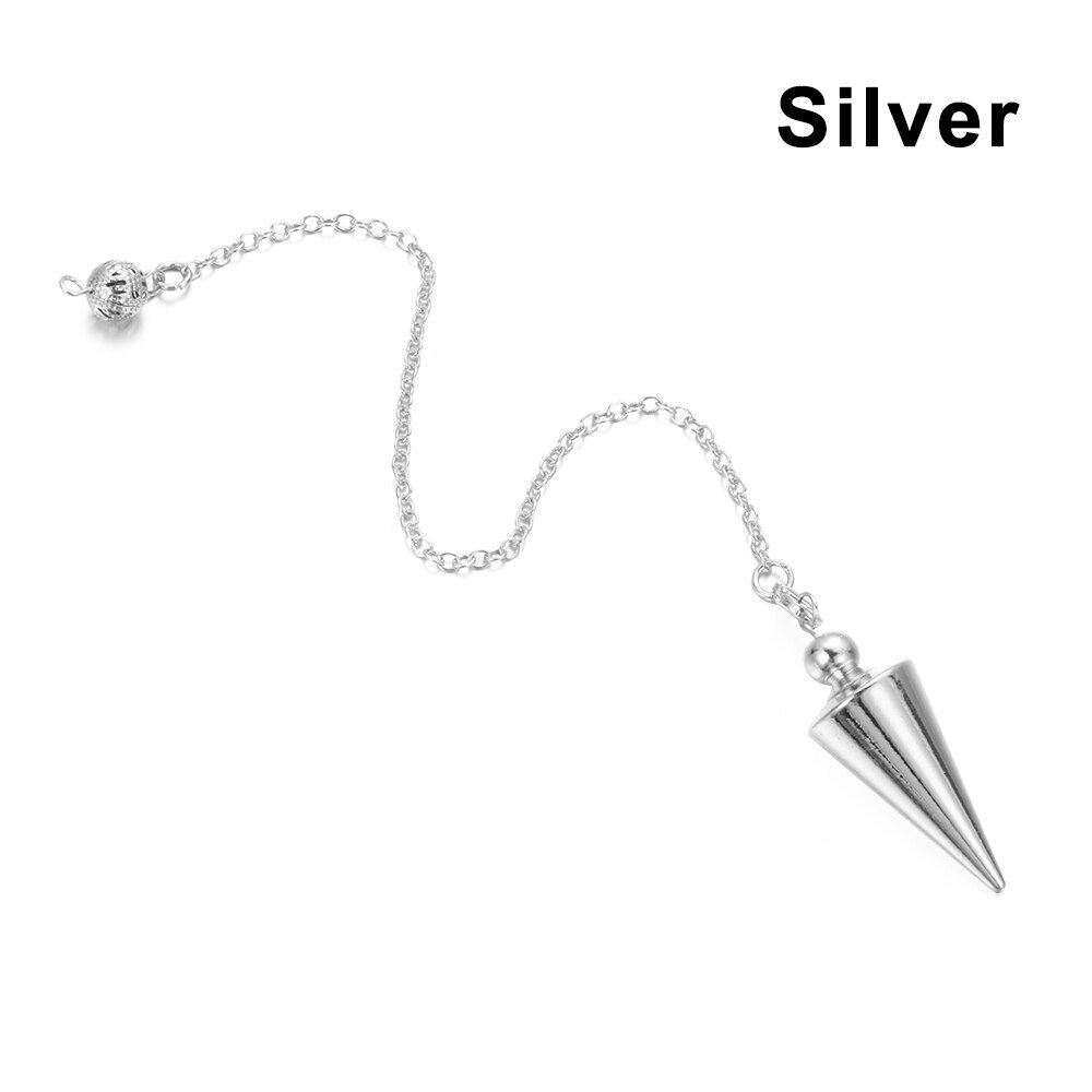 1 Pc Cone Metal Pendulum Necklace Pendant Chain Reiki Dowsing Amulet Healing Pendant Fashion Jewelry Accessories