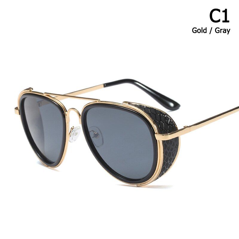 C1JackJad 2021 Fashion Unique Aviation SteamPunk Style Sunglasses Vintage Side Shield Brand Design Sun Glasses Oculos De Sol 5892