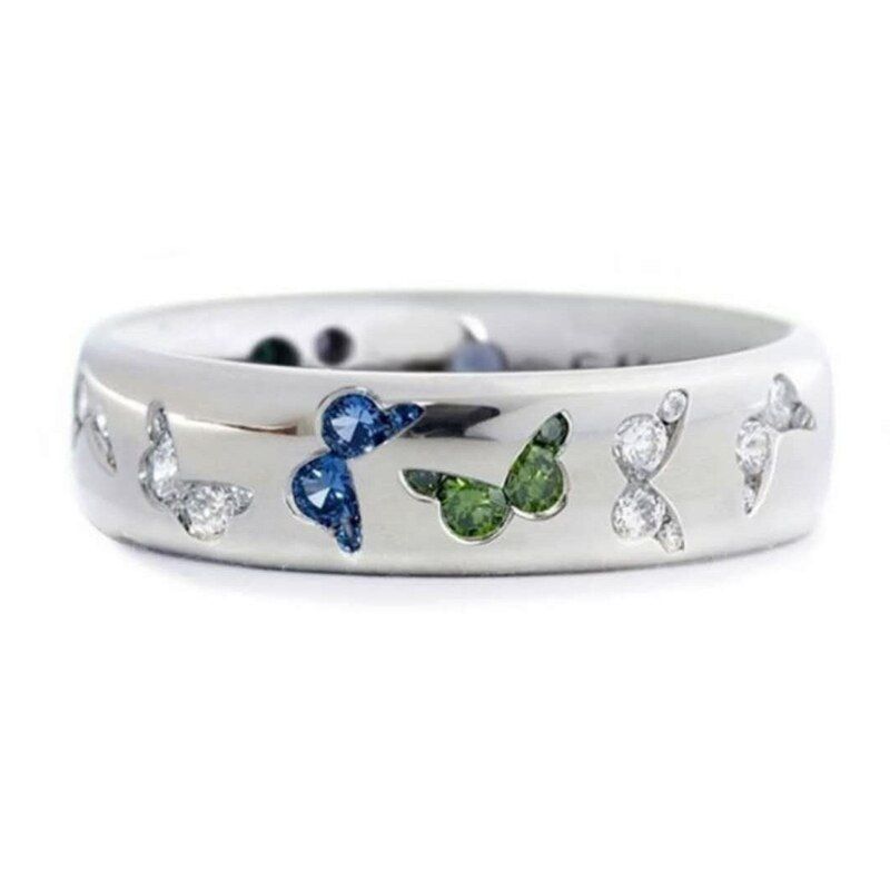 2020 Fashion Creative Butterfly Colorful Wedding Rings for Women Elegant Multicolor Zircon Glamour Ring Jewelry Girl Gift Bijoux