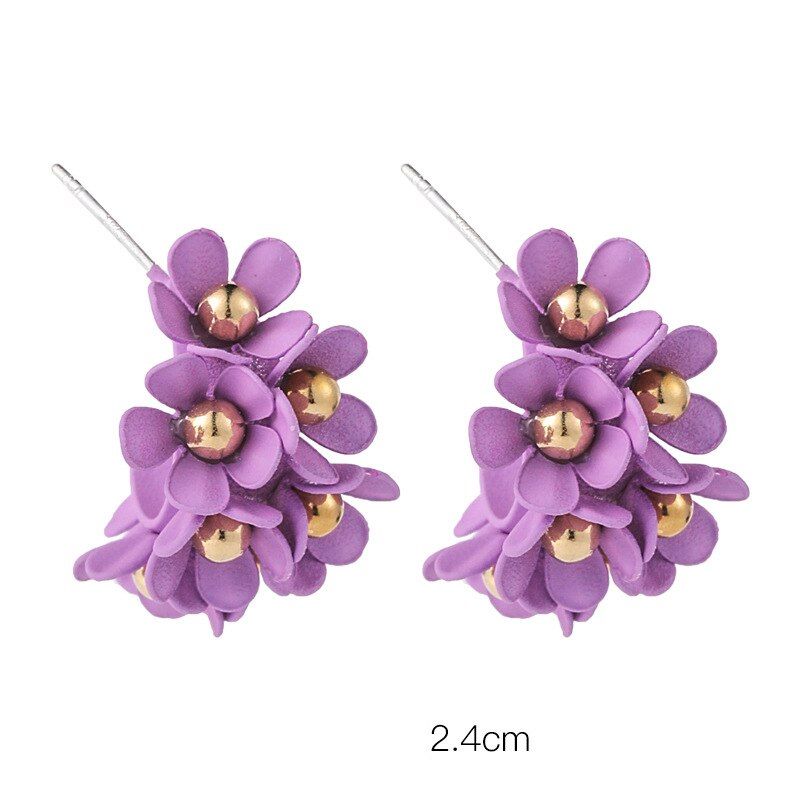 2020 Korean Purple Flower Pendant Earrings Multiple Geometric Drop Earrings Trendy Resin Acrylic Raffia Dangle Earrings Jewelry