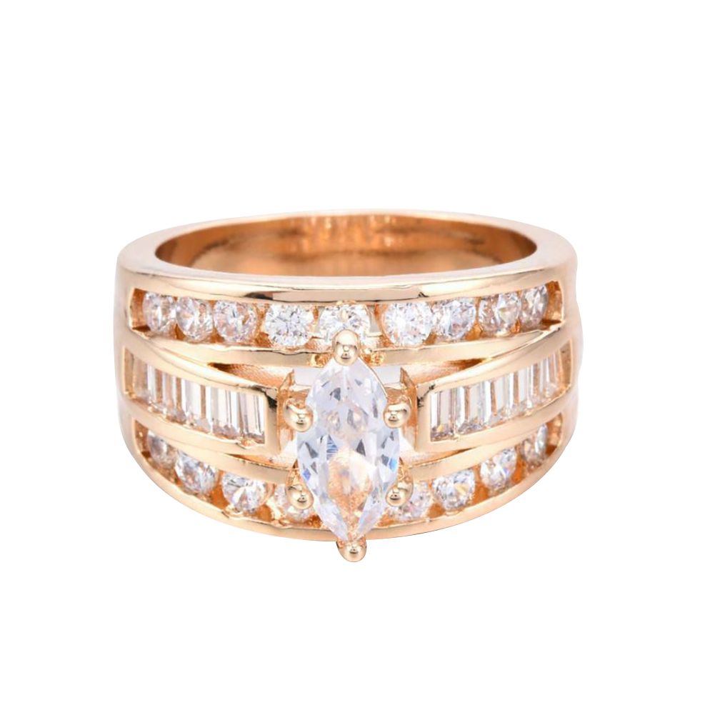 Fashion Women Cubic Zirconia Inlaid Wedding Engagement Finger Ring Jewelry Gift