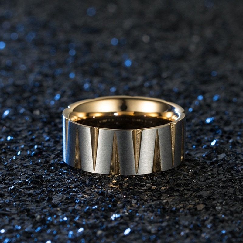 Domineering Men Rings 8mm Wedding Band Pure Carbide Titanium Engagement Ring for Men Brushed Mate Center Jewelery
