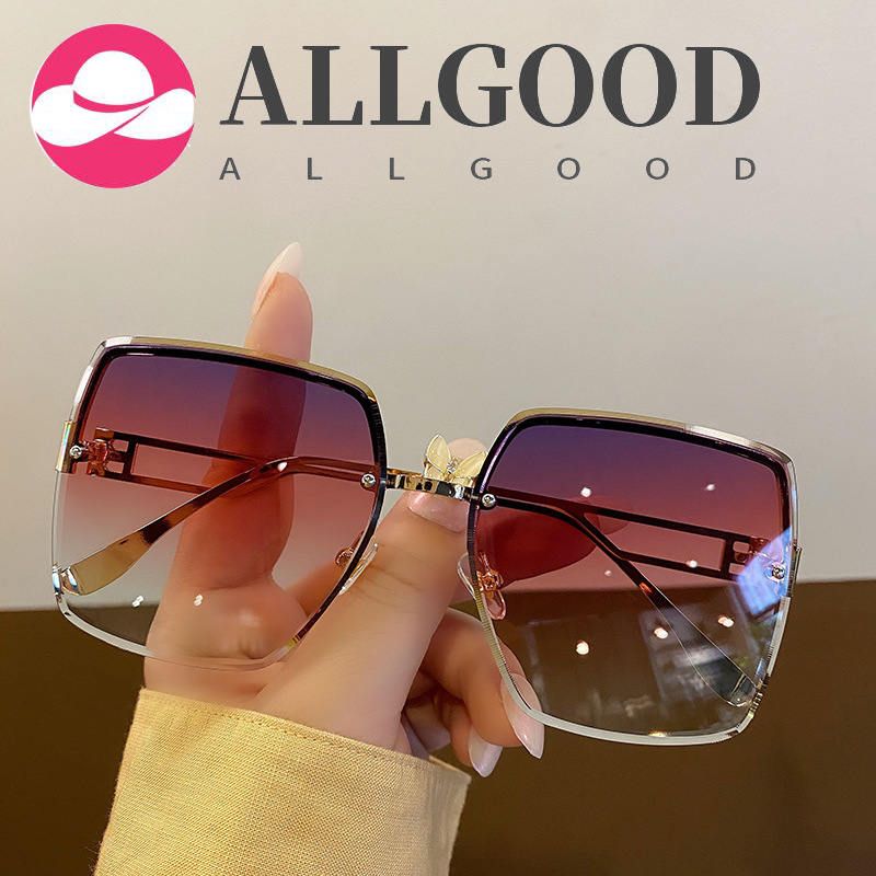 Frameless cut-edge square sunglasses big frame sunglasses women fashion