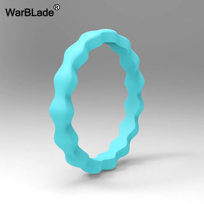 WBL 2019 New FDA Food Grade Silicone Ring Hypoallergenic Crossfit Flexible Wave Silicone Finger Ring 3mm For Women Wedding Rings