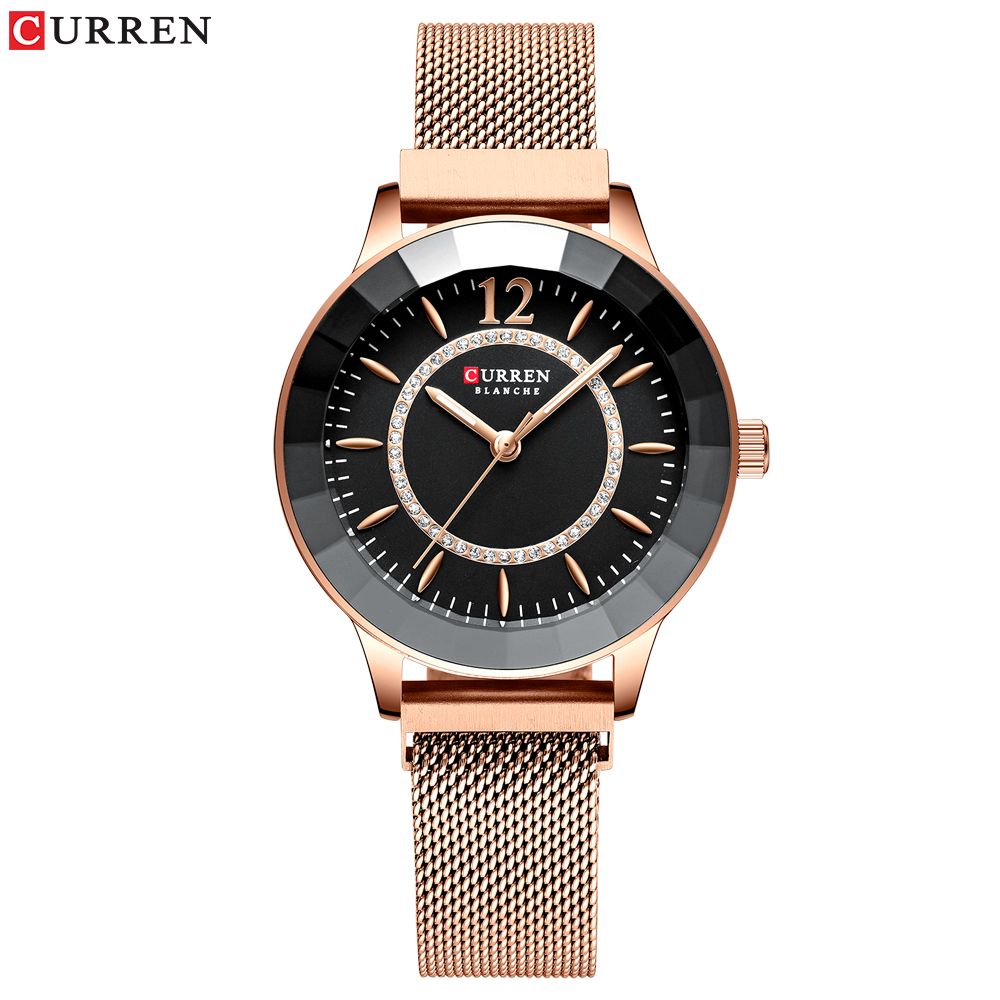 CURREN Charming Rhinestone Quartz Watch Fashion Design Watches Women Stainless Steel Band Clock Female Luxury mujer